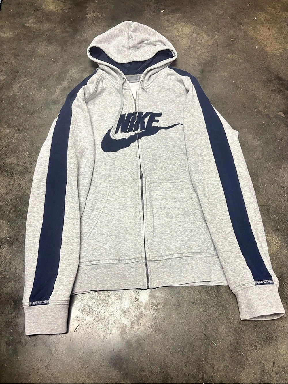 Nike Color Block Zip Hoodie in Gray & Blue